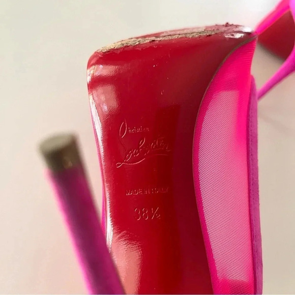 Christian Louboutin Galaviti 100 pink mesh suede heels 38.5 - Picture 10 of 14